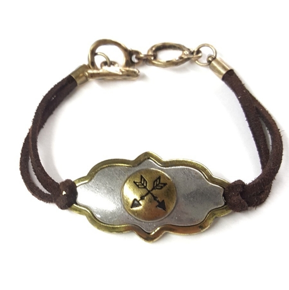 New Boho Leather & Metal Bracelet - Picture 1 of 2